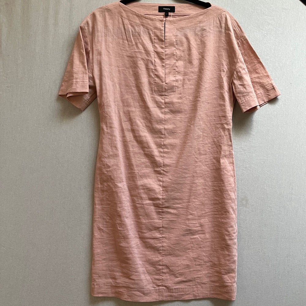 Theory linen blend Pink Short-Sleeve Shift Dress Sz 2